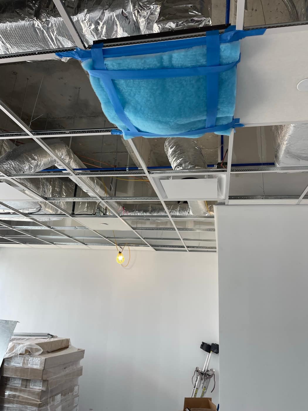 Duct wrap taped at transition