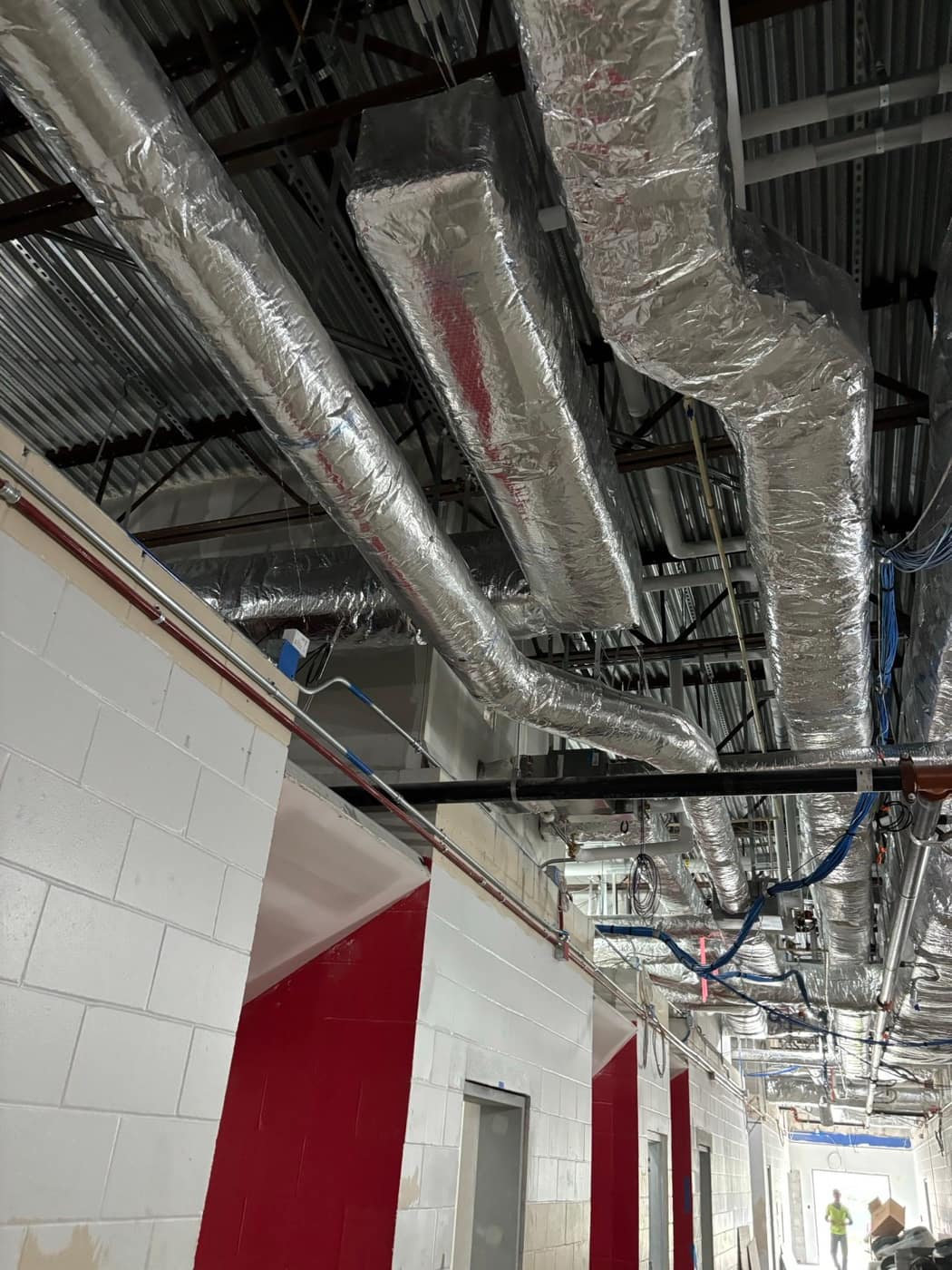 Foil wrapped branches at joists